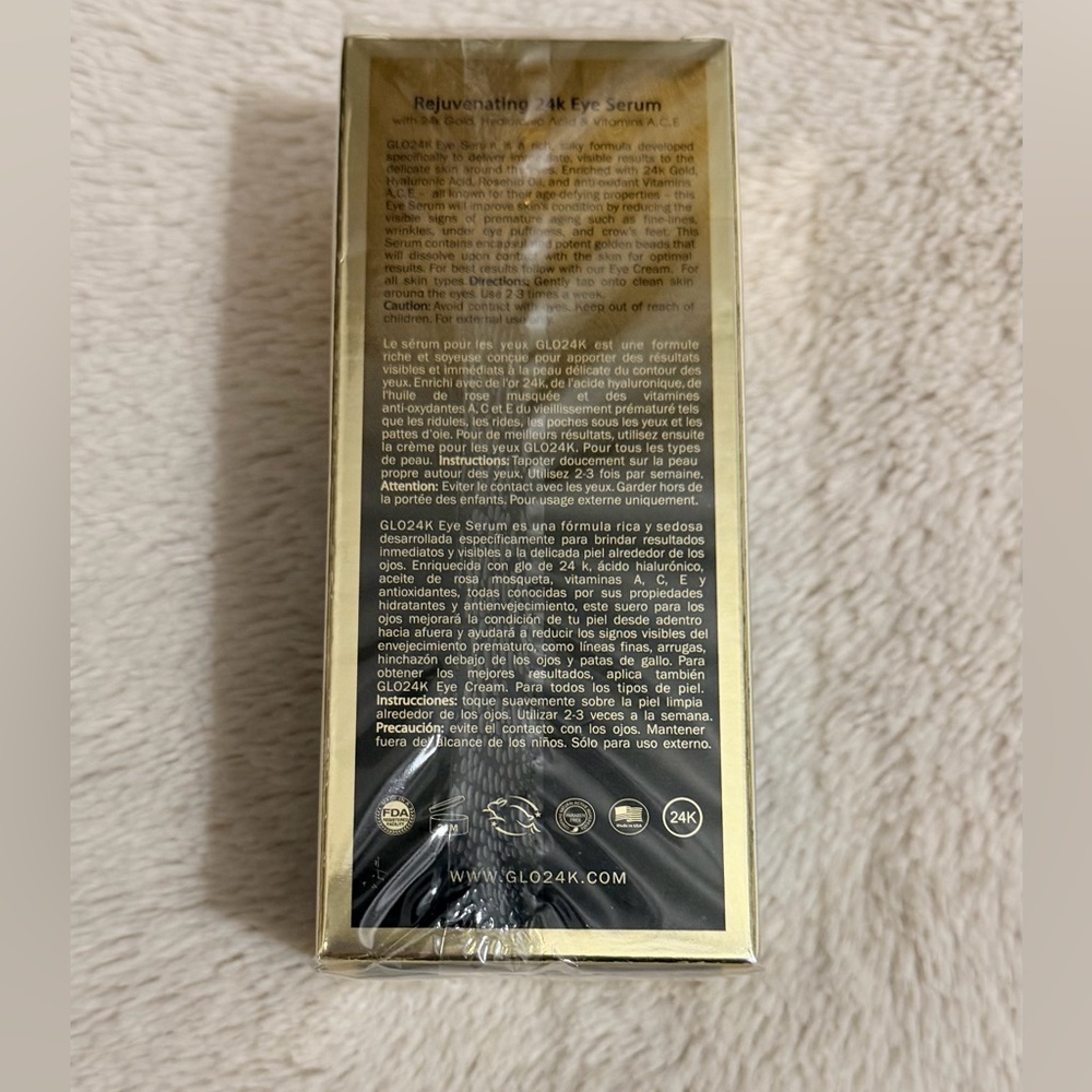 Rejuvenating 24K Gold Eye Serum by Glo24K - Plastic Sealed In Box - Picture 4 of 8